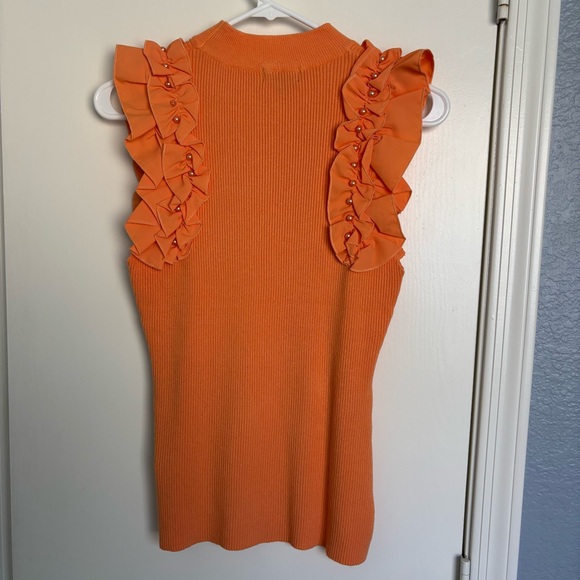 Chic Orange Blouse with Elegant Ruffles - Picture 3 of 3